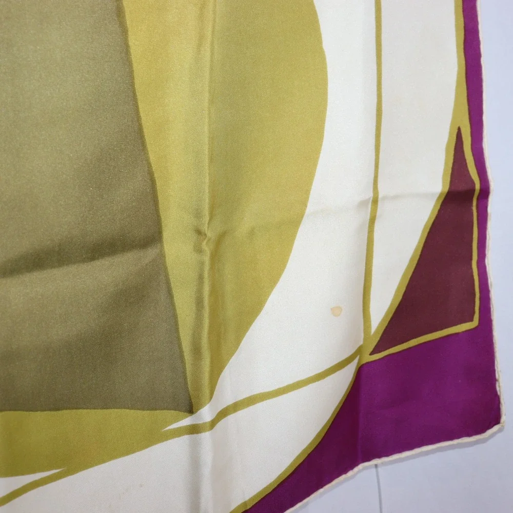 Jean Patou Silk Scarf 29x30 Multicolor Womens Geometric‎ Vintage Accessory